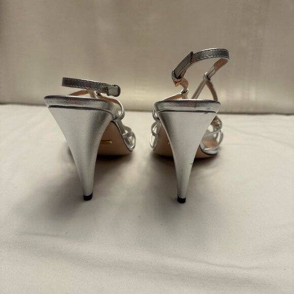 Gucci Multi-colored Jeweled Silver Sandals - Size 38-1/2 (38+) - Picture 4 of 11